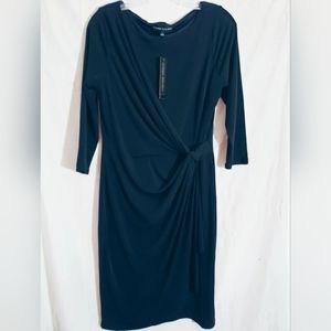 NWT Catherine Malandrino Faux Wrap Dress Women's Med Black